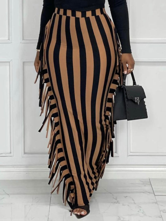 Striped Tassel Design Skirt