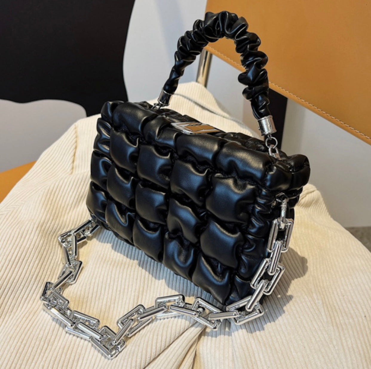 Chain Decor Fold Design Messenger Bag
