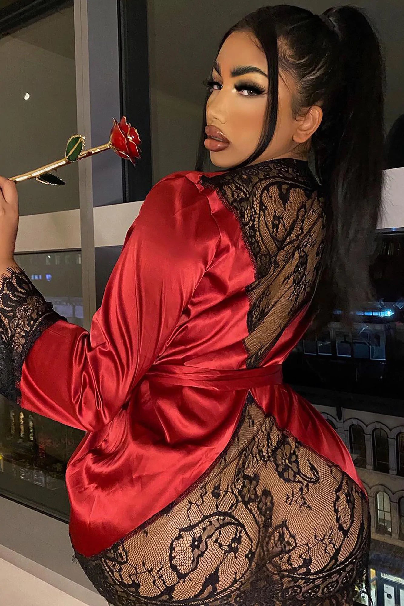 Bring Your Passion Lace Satin Robe