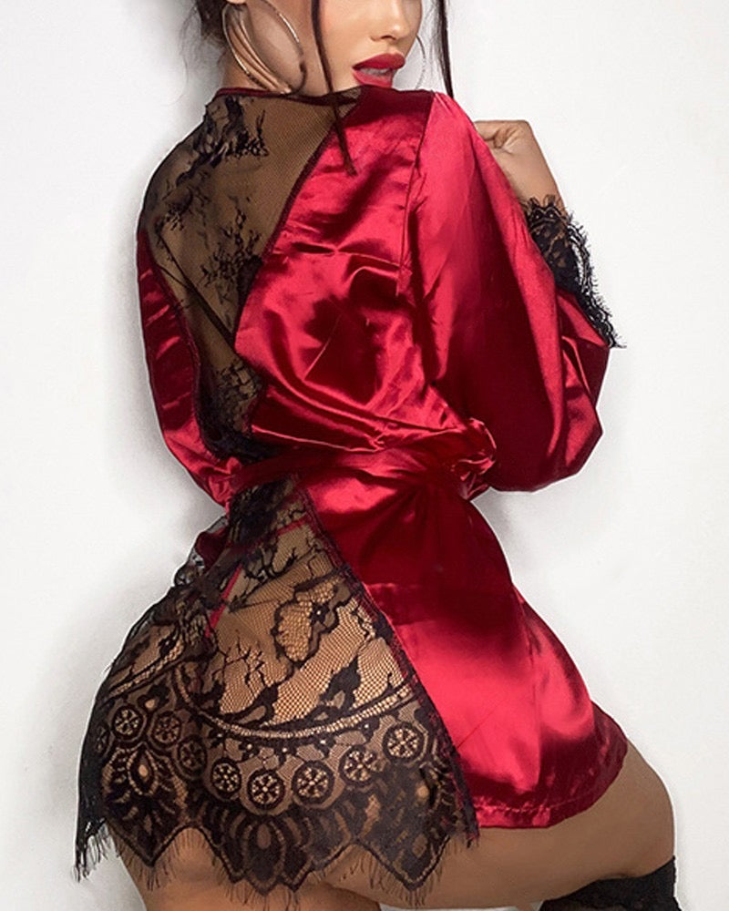 Bring Your Passion Lace Satin Robe