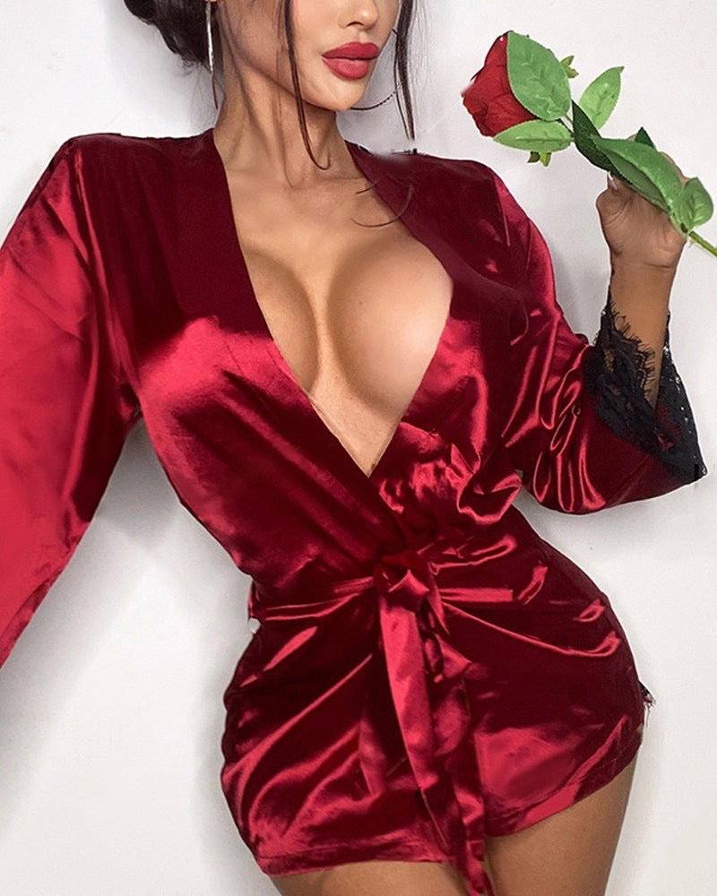 Bring Your Passion Lace Satin Robe