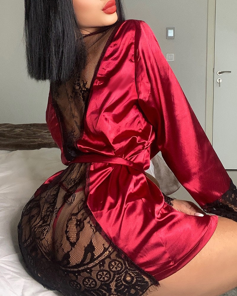 Bring Your Passion Lace Satin Robe