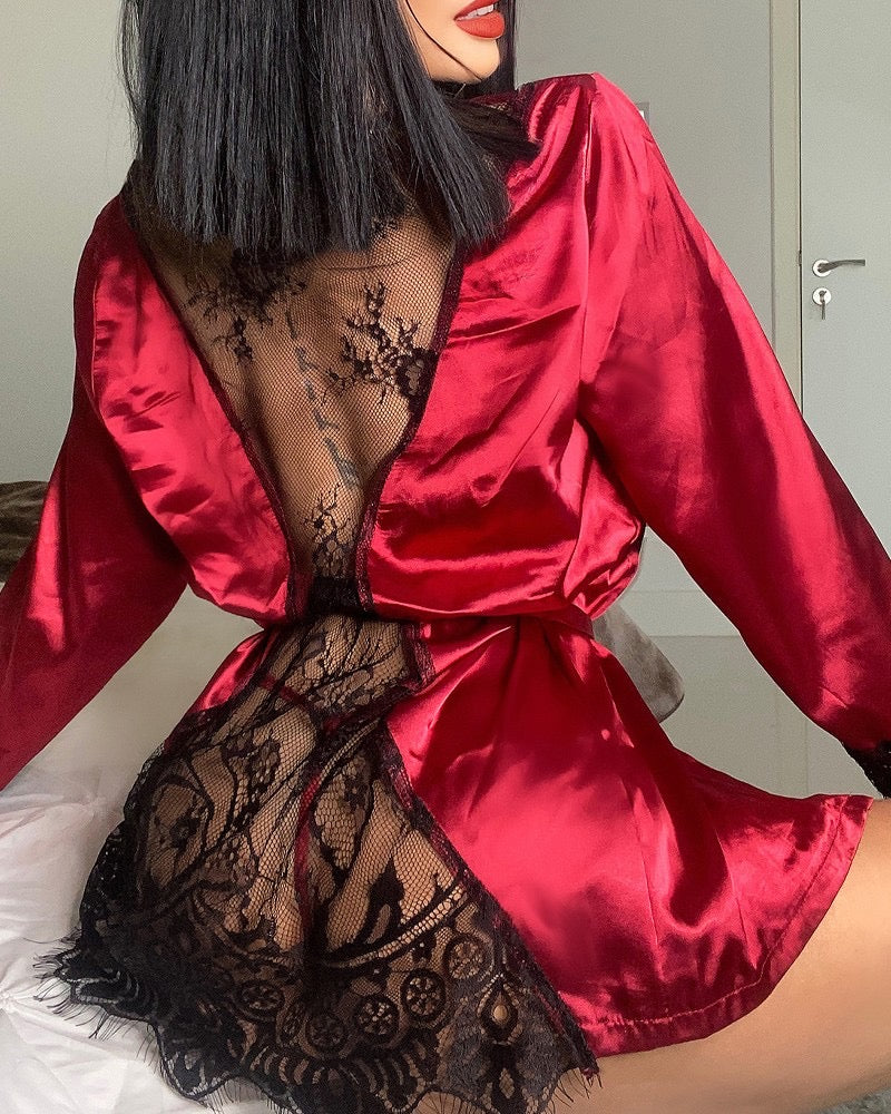 Bring Your Passion Lace Satin Robe