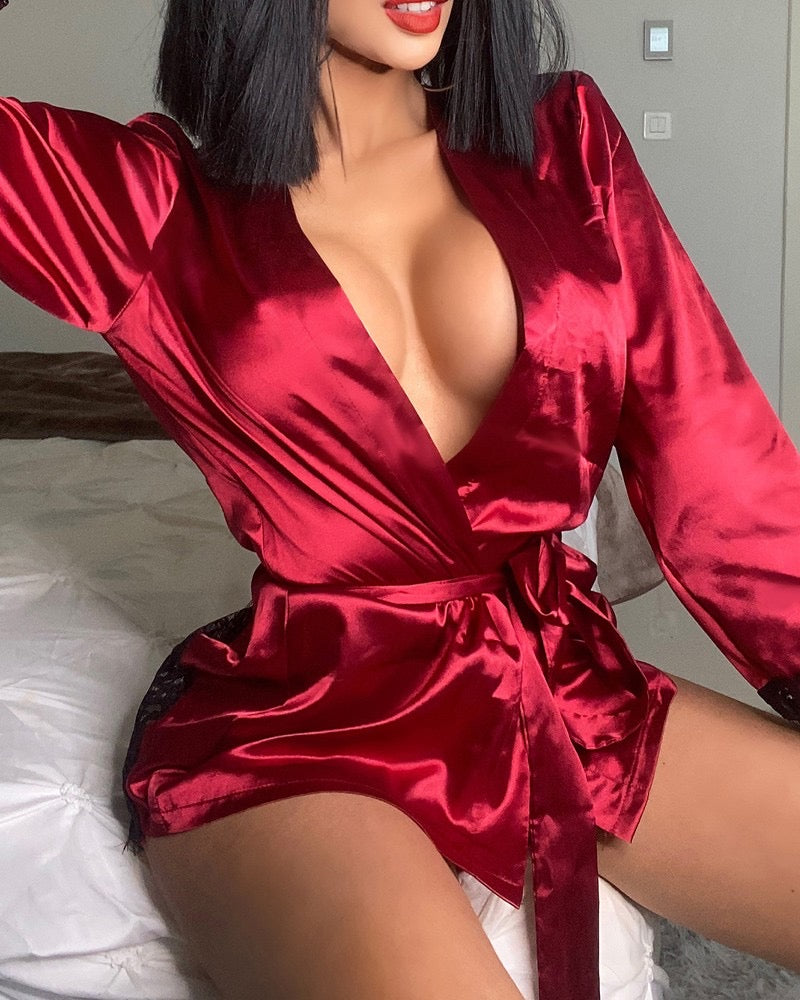 Bring Your Passion Lace Satin Robe