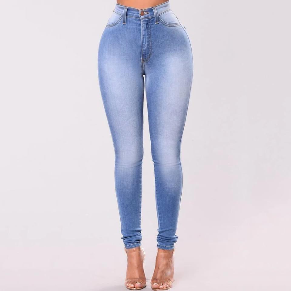 Sky Blue High Waist Straight Leg Jeans