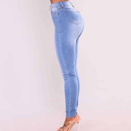 Sky Blue High Waist Straight Leg Jeans